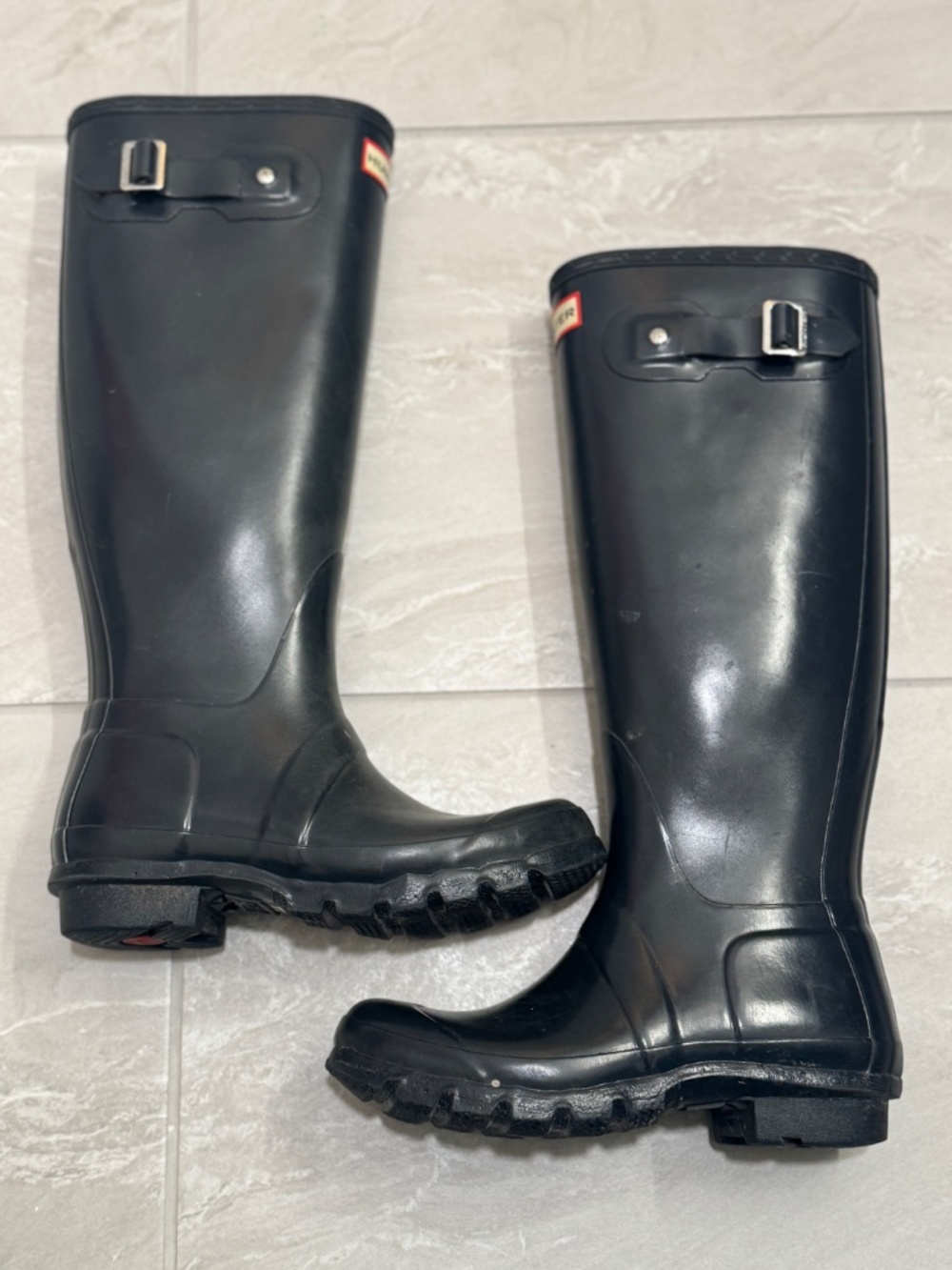 Hunter Navy Blue Original Tall Rain Boots Waterproof Classic Size 5 - Picture 3 of 10